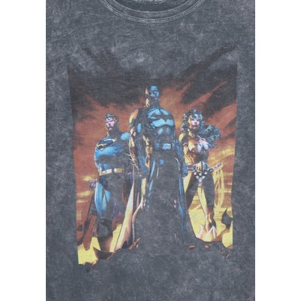 DC Originals Batman Superman Wonder Woman Trinity T-Shirt XL Black Acid Wash